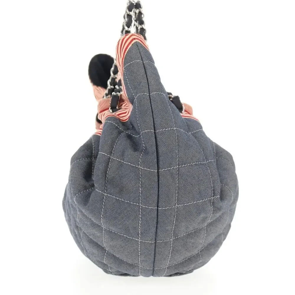 Chanel Denim Chain Tote Bag Blue Canvas